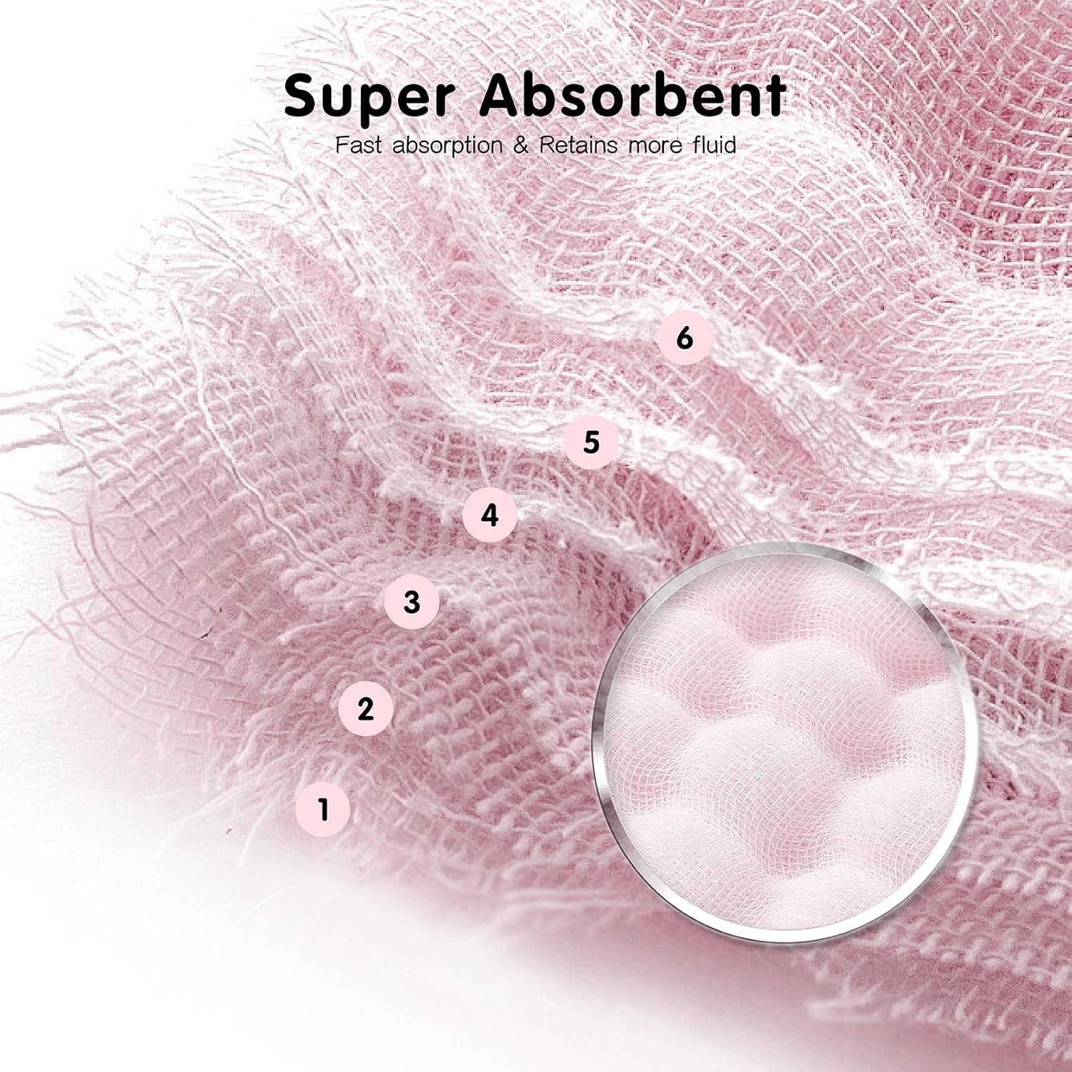 Muslin Burp Cloths Cotton 20x10inch 25x50cm Hand Washcloths For Baby, Super Soft And Absorbent 6 Layers Baby Burping Cloth For Boys Girls 6 Pack